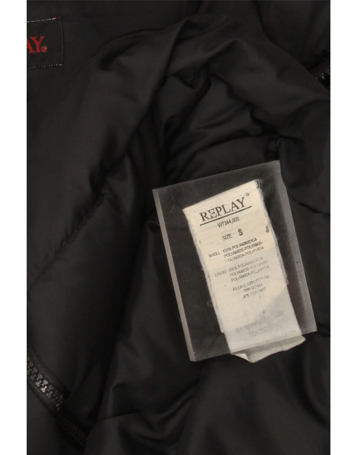 Replay Damen-Kapuzen-Übergröße, wattierte Jacke, UK 10, Größe S, Schwarz, Polyamid