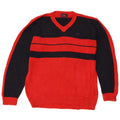 Kappa Herren-Pullover mit V-Ausschnitt aus mittelroter Colourblock-Baumwolle