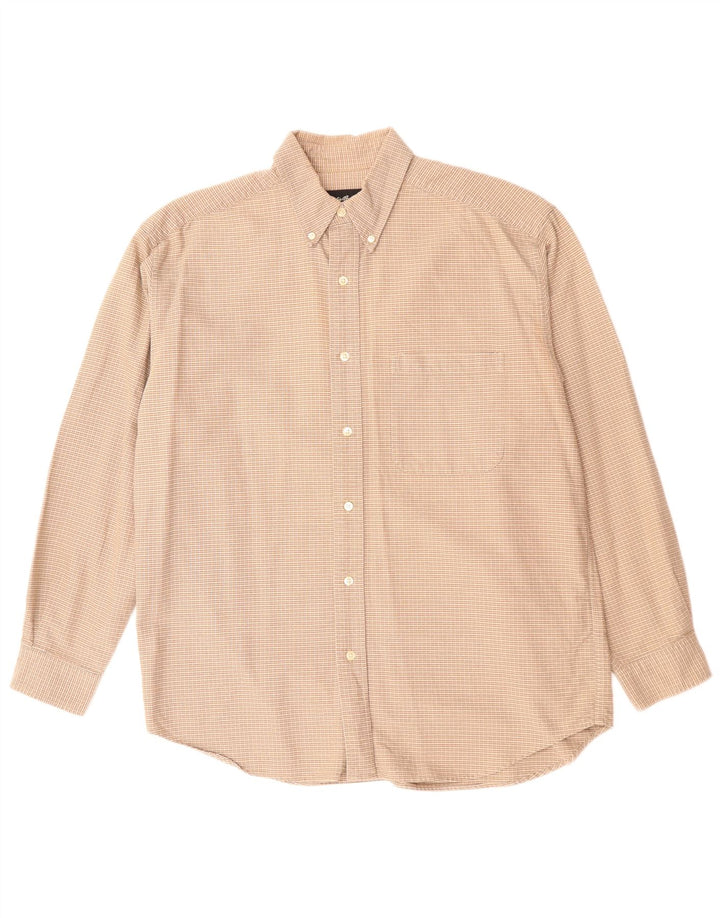 EDDIE BAUER Herrenhemd, groß, beige, kariert, Baumwolle