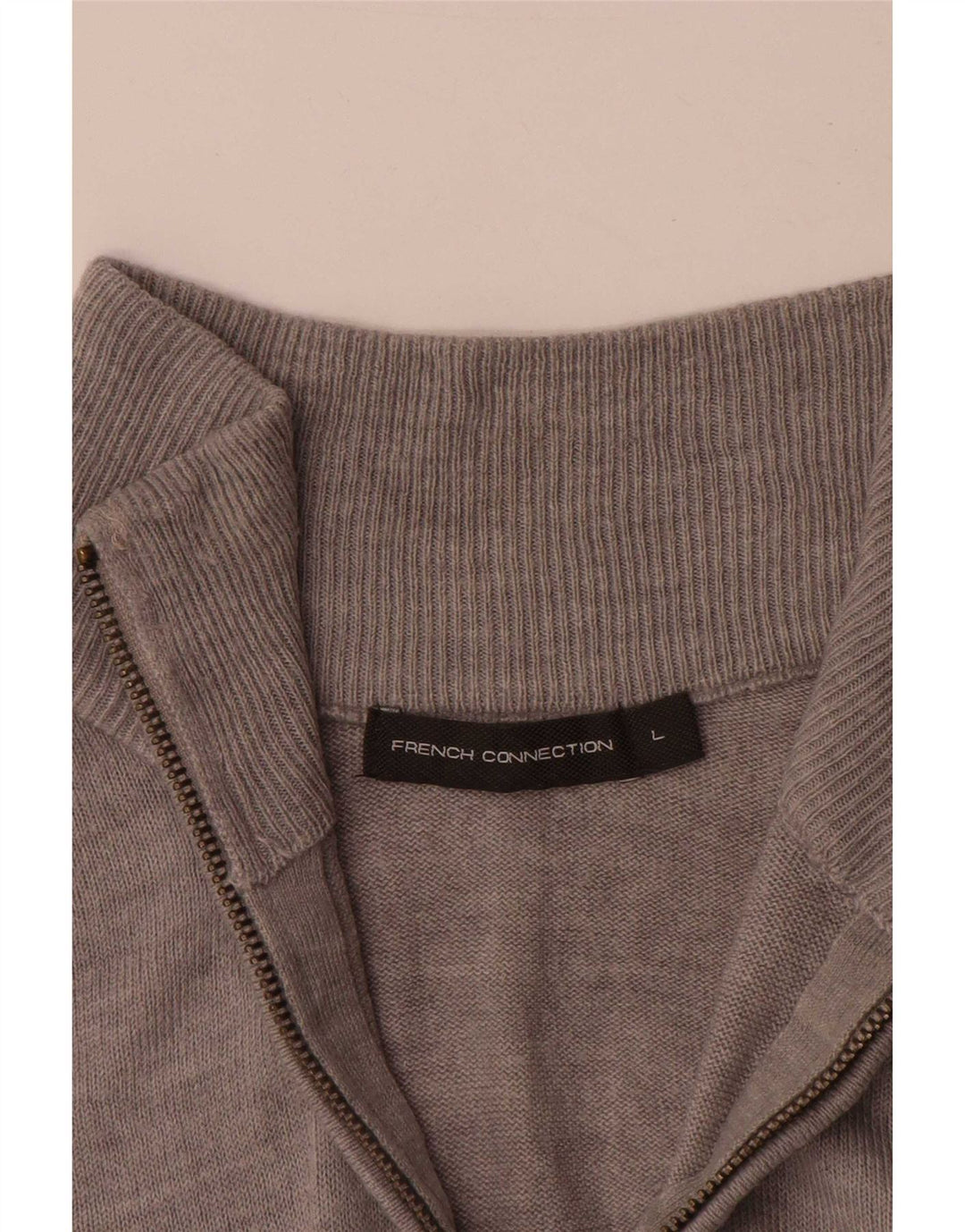 French Connection Herren-Pullover mit Reißverschluss am Hals, großes graues Acryl