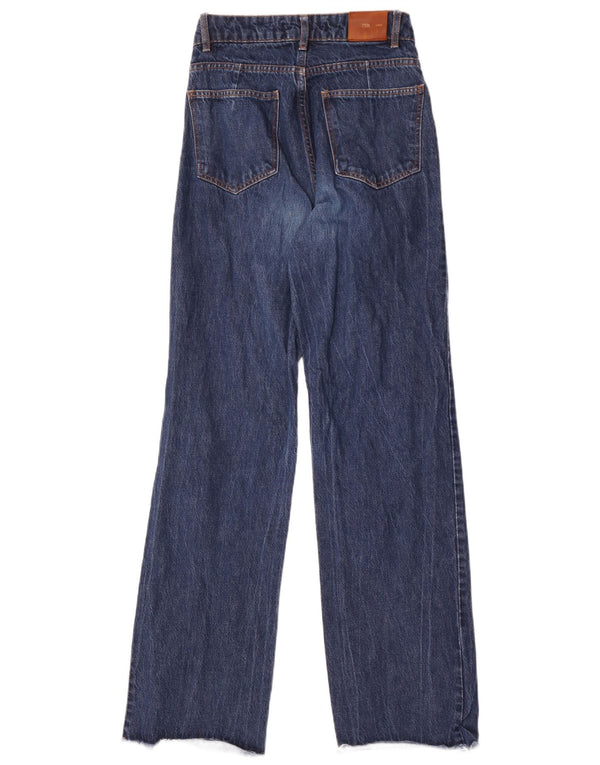 Zara Damen-Jeans mit hoher Taille und weitem Bein, EU 36, XS, B26, L33, marineblaue Baumwolle