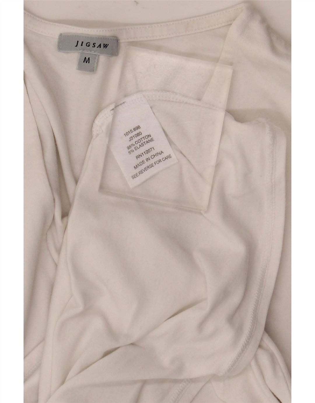 JIGSAW Damen Top Langarm UK 12 Mittelweiße Baumwolle