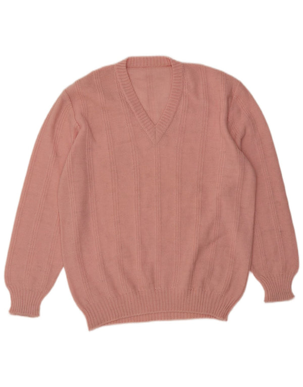 VINTAGE Damen Pullover mit V-Ausschnitt UK 18 XL Rosa