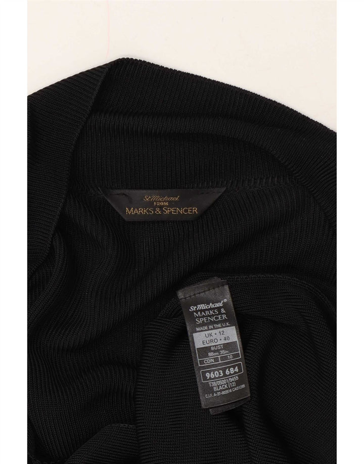 Marks & Spencer Damen Durchsichtiger Cardigan-Pullover UK 12 Medium Schwarz
