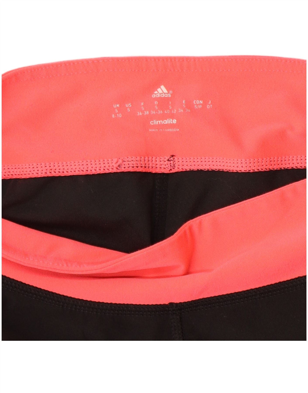 ADIDAS Damen Climalite Leggings UK 8/10 Small Schwarz Colourblock