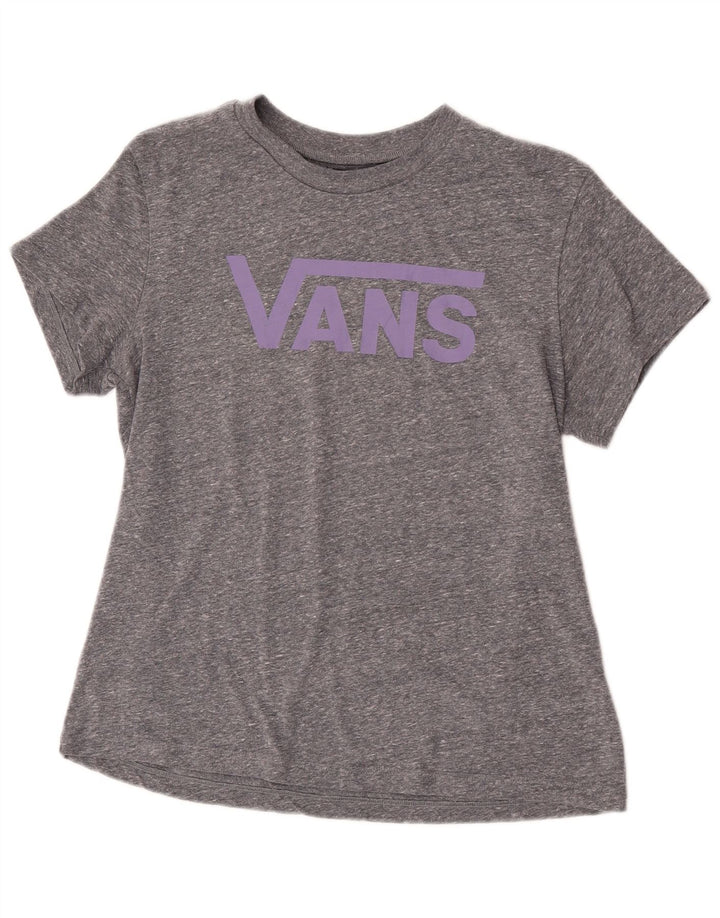 Vans Damen Grafik-T-Shirt-Oberteil UK 14 Large Grau meliert