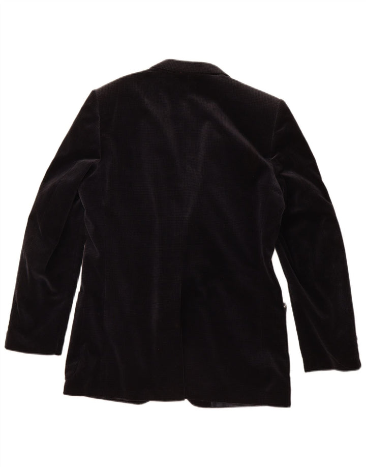 Vintage Herren Samt Blazer Jacke UK 36 Kleine marineblaue Hahnentritt-Baumwolle