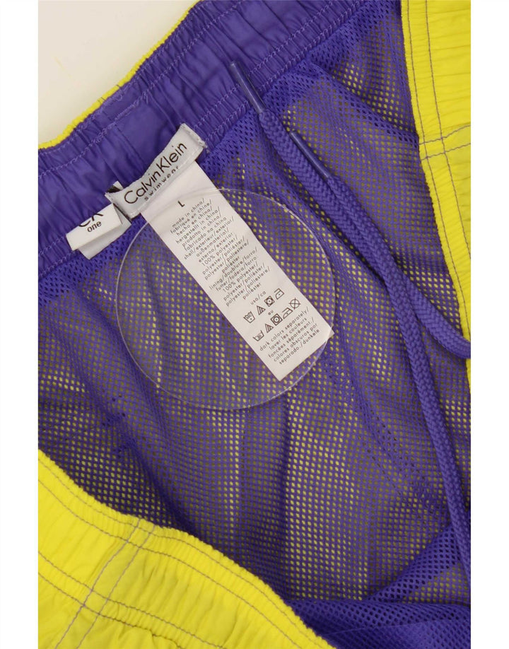 Calvin Klein Herren-Badeshorts mit Grafik, groß, aus gelbem Polyester
