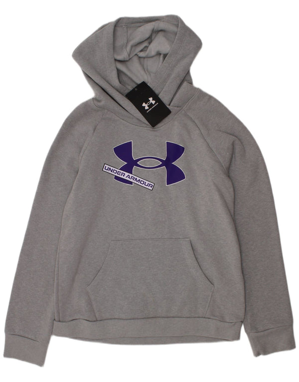 Under Armour Jungen-Pullover mit grafischem Kapuzenpullover, 9–10 Jahre, mittelgraue Baumwolle