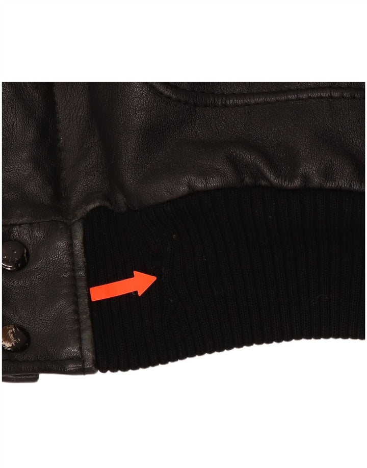 VINTAGE Herren Militärlederjacke IT 54 2XL Schwarzes Leder