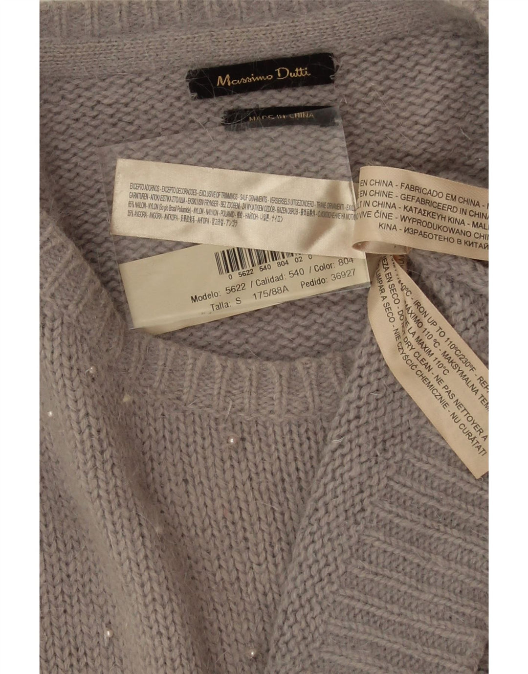 MASSIMO DUTTI Womens Boat Neck Jumper Sweater UK 10 Small Grey Nylon Vintage Massimo Dutti and Second-Hand Massimo Dutti from Messina Hembry 