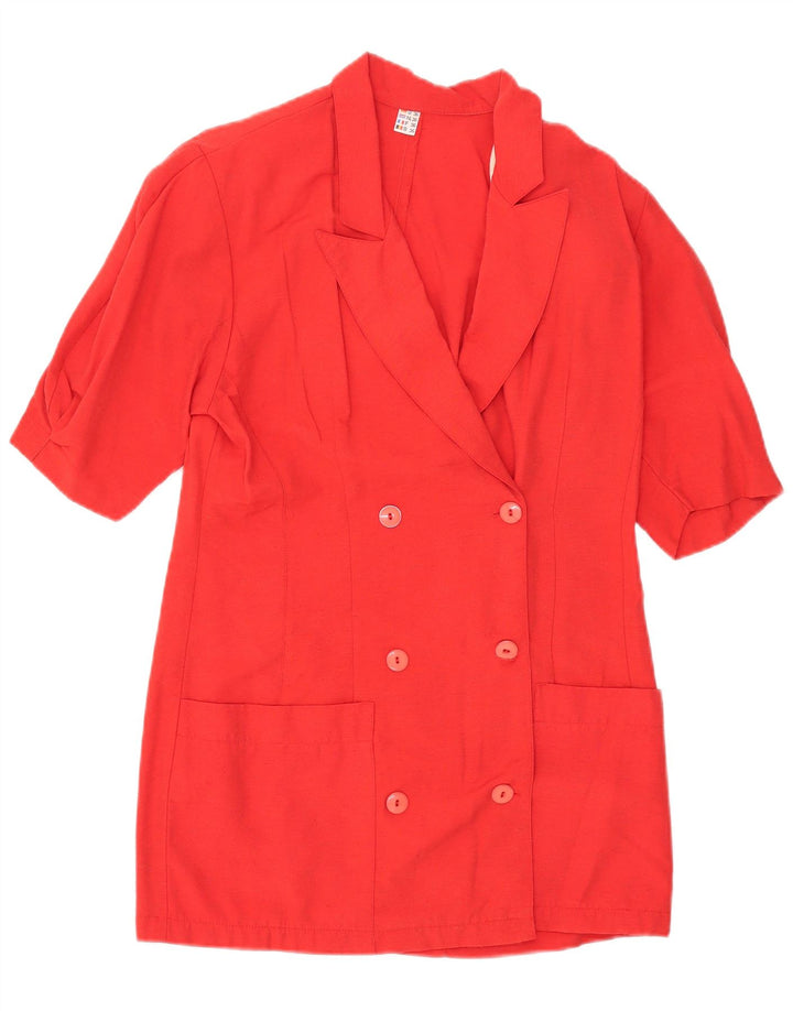 Vintage Damen Kurzarm Zweireiher Blazer Jacke EU 36 Klein Rot
