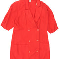 Vintage Damen Kurzarm Zweireiher Blazer Jacke EU 36 Klein Rot