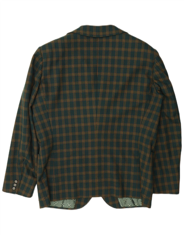 Vintage Herren 3-Knopf-Blazerjacke UK 38 Mittelgrün kariert