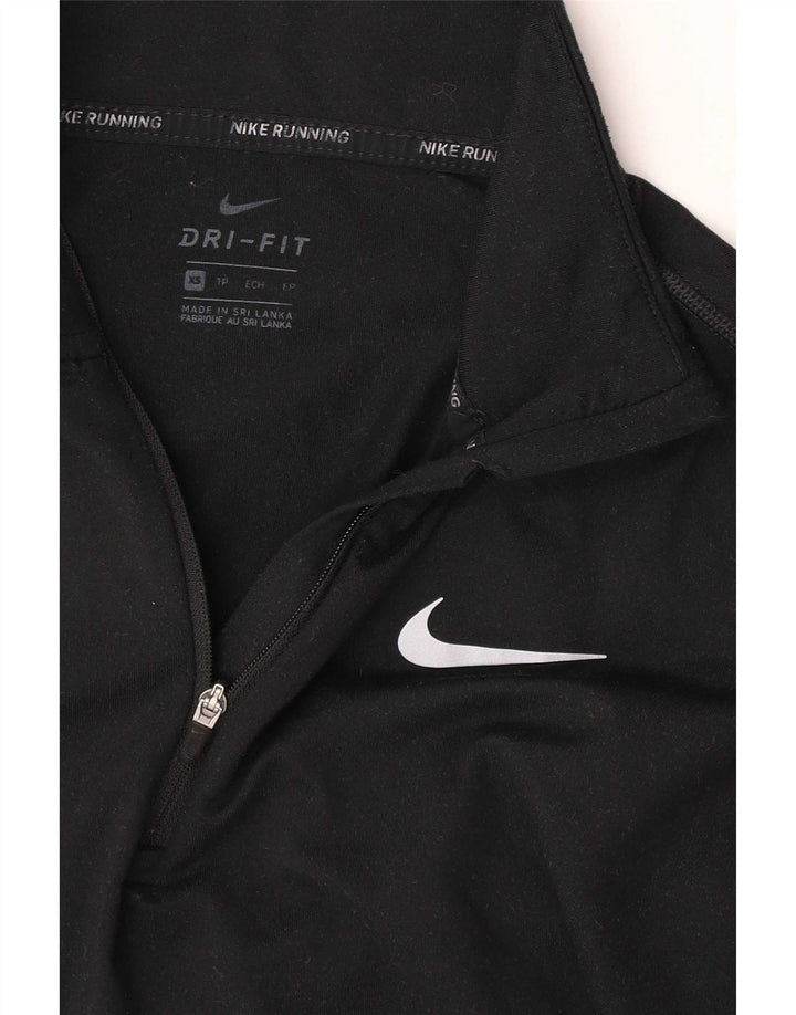 Nike Herren Dri Fit Zip Neck Top Langarm XS Schwarz