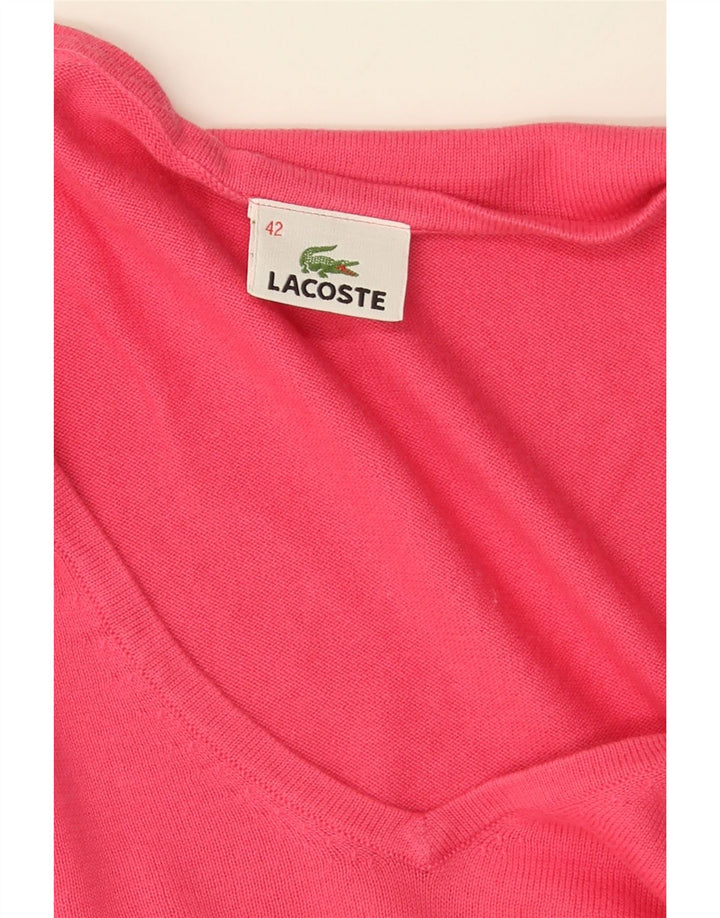 Lacoste Damen-Pullover mit V-Ausschnitt, Größe 42, große rosa Baumwolle