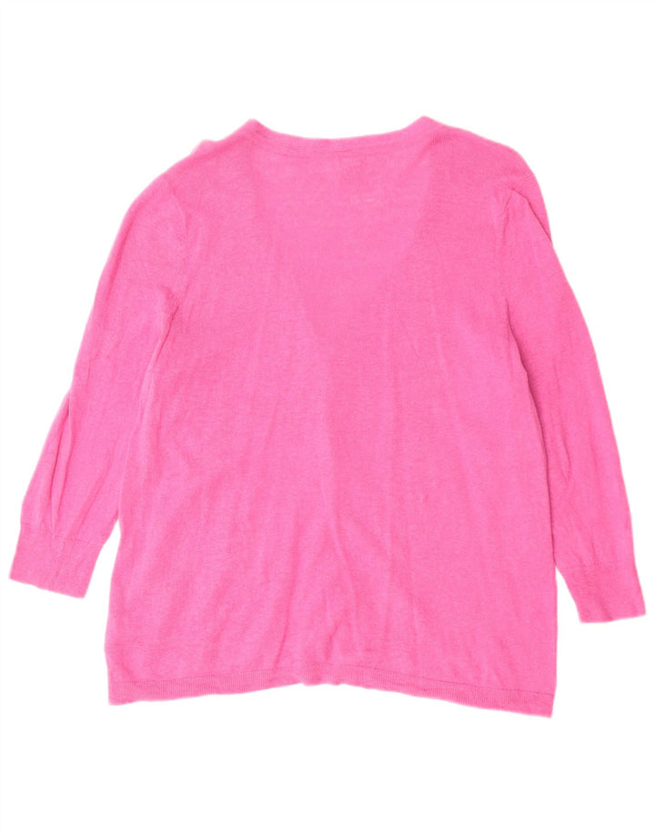 Eddie Bauer Damen-Strickjacke mit 3/4-Ärmeln, Gr. 18, XL, Rosa, Leinen