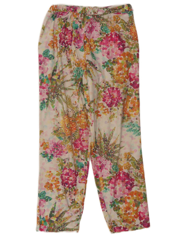 Vintage Damen gerade Freizeithose W32 L27 mehrfarbig geblümt