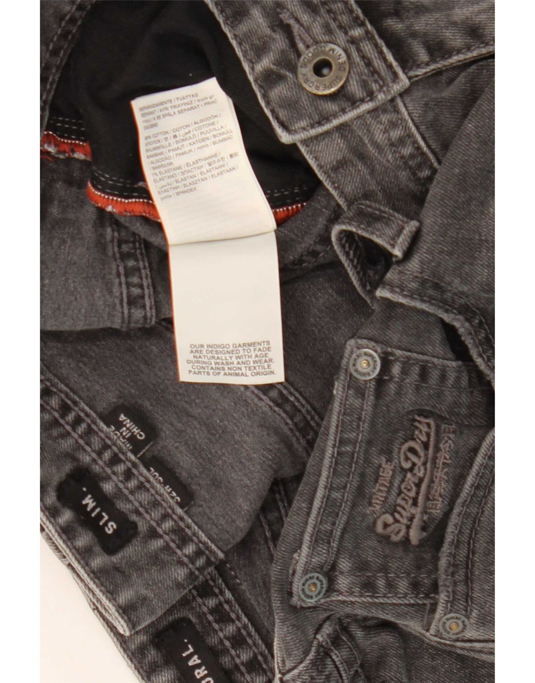 Superdry Herren Corporal Slim Denim Shorts W32 mittelgraue Baumwolle