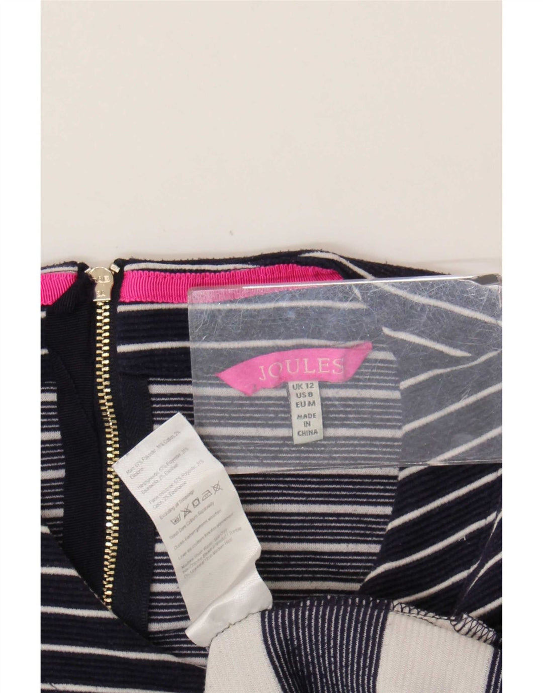 Joules Basic-Kleid für Damen, UK 12, mittelgroß, marineblau, gestreift, nautisch