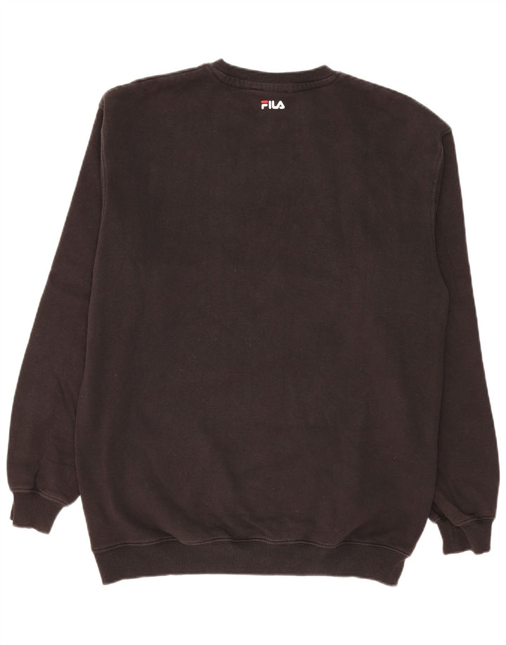 Fila Herren Grafik-Sweatshirt-Pullover aus mittelschwarzer Baumwolle