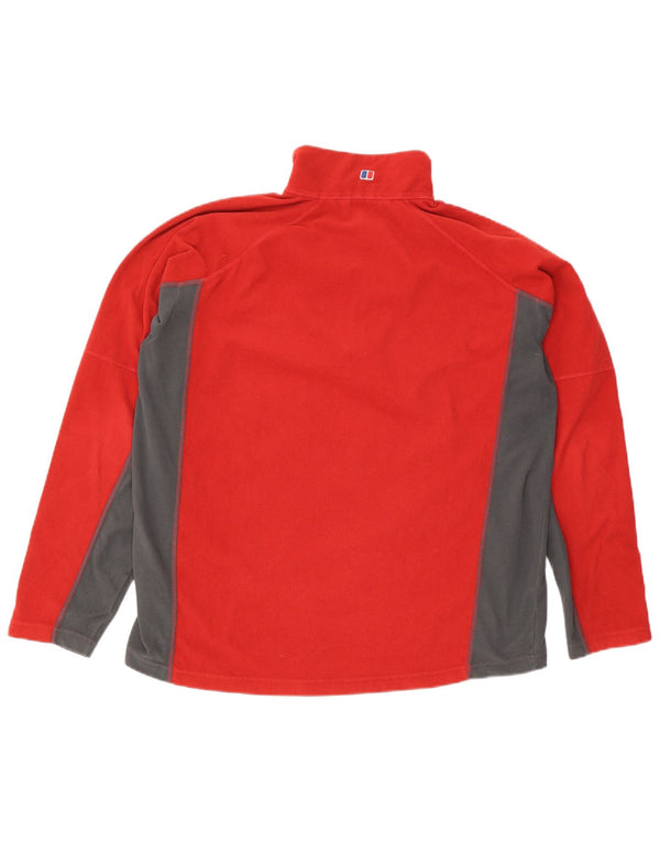Berghaus Herren-Fleecepullover mit Reißverschluss, XL, rotes Farbblock-Polyester