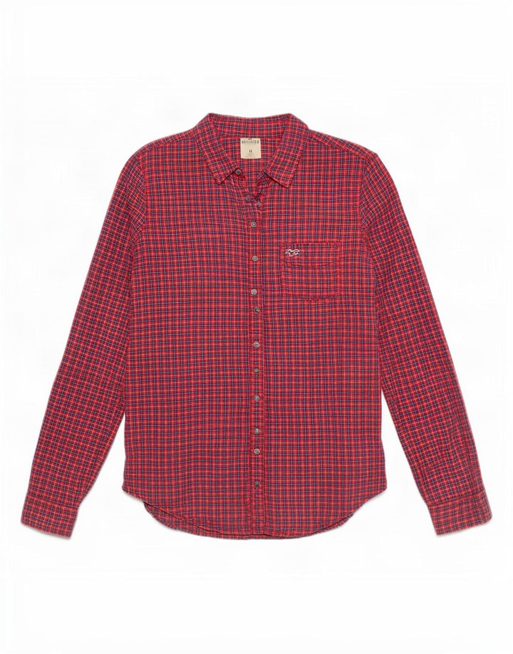 Hollister Flanellhemd für Damen, UK 12, mittelrot, kariert, Baumwolle