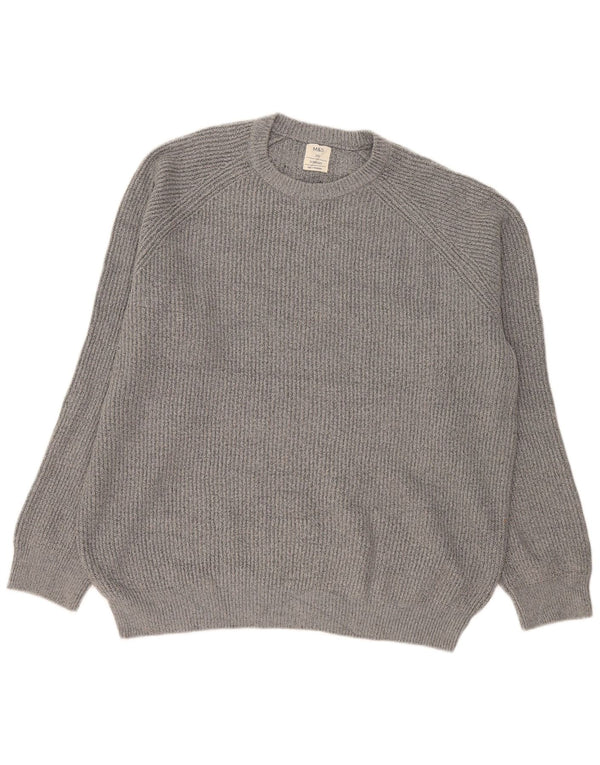 Marks & Spencer Herren-Pullover mit Rundhalsausschnitt, 2XL, Grau, Polyamid