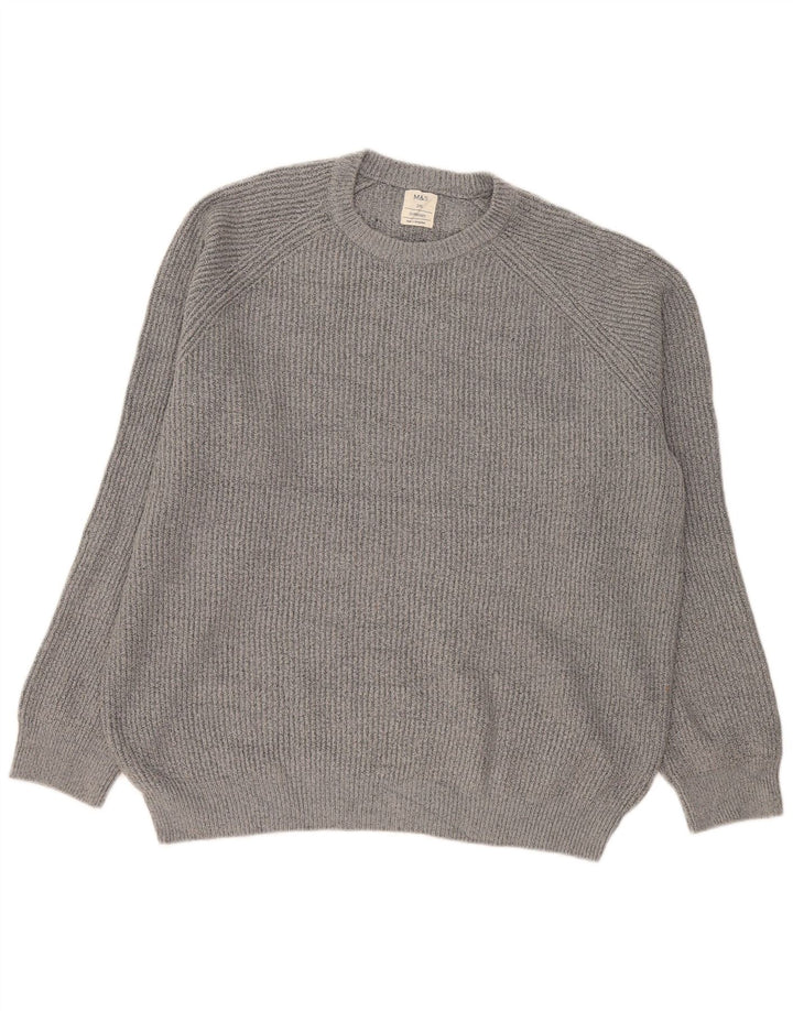 Marks & Spencer Herren-Pullover mit Rundhalsausschnitt, 2XL, Grau, Polyamid