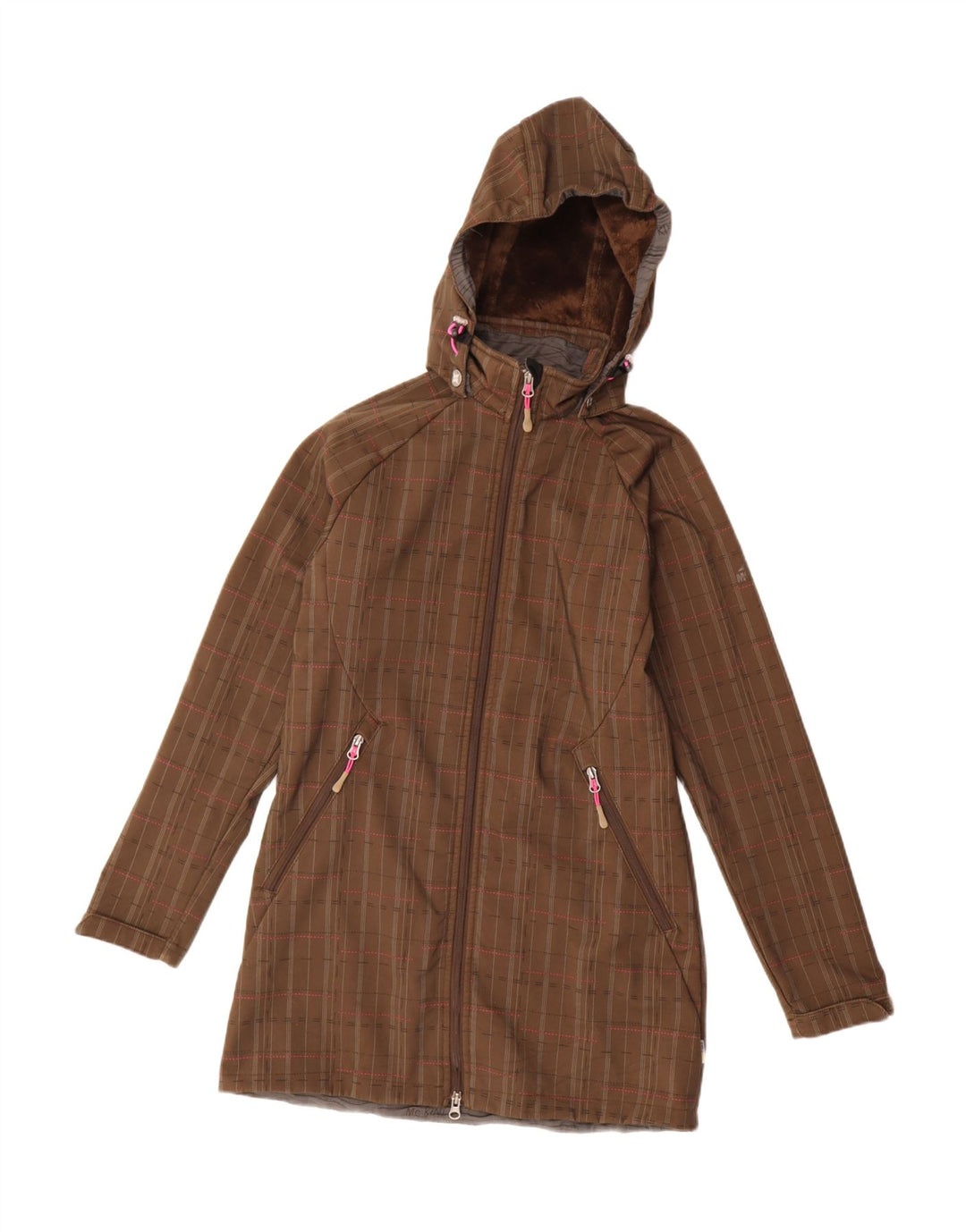 MC KINLEY Sherpa-Parkajacke mit Kapuze für Damen, UK 10, klein, braun kariert