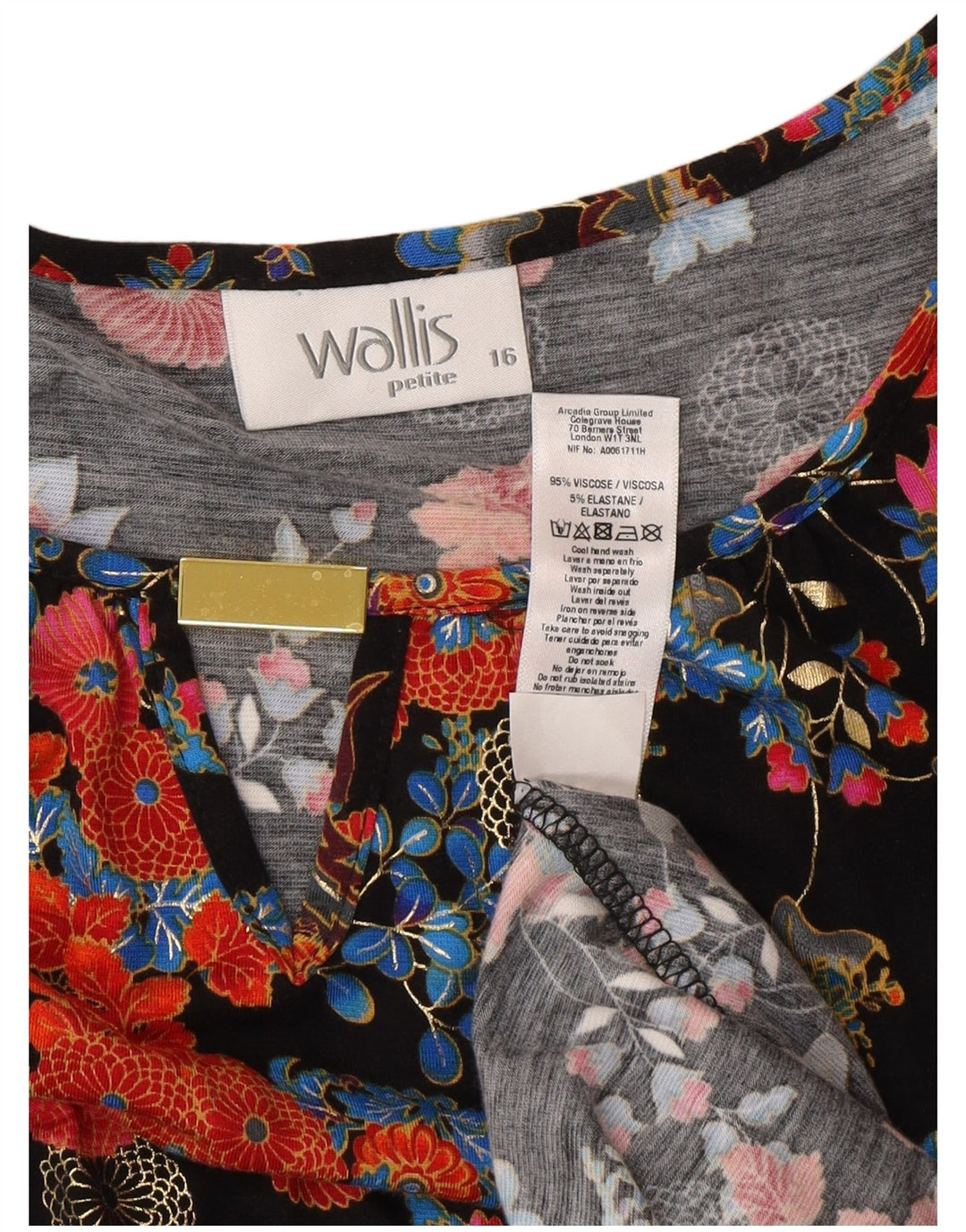 Wallis Wickelkleid für Damen, UK 46, groß, mehrfarbig, Blumenmuster, Viskose