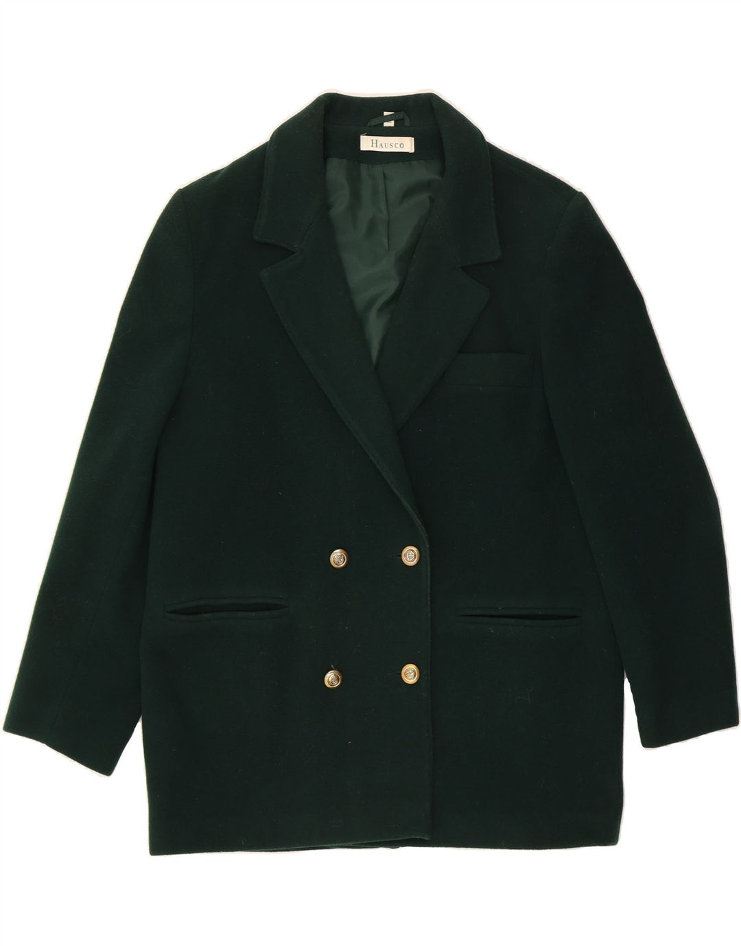 HAUSCO Womens Overcoat UK 14 Large  Green Wool Vintage Hausco and Second-Hand Hausco from Messina Hembry 
