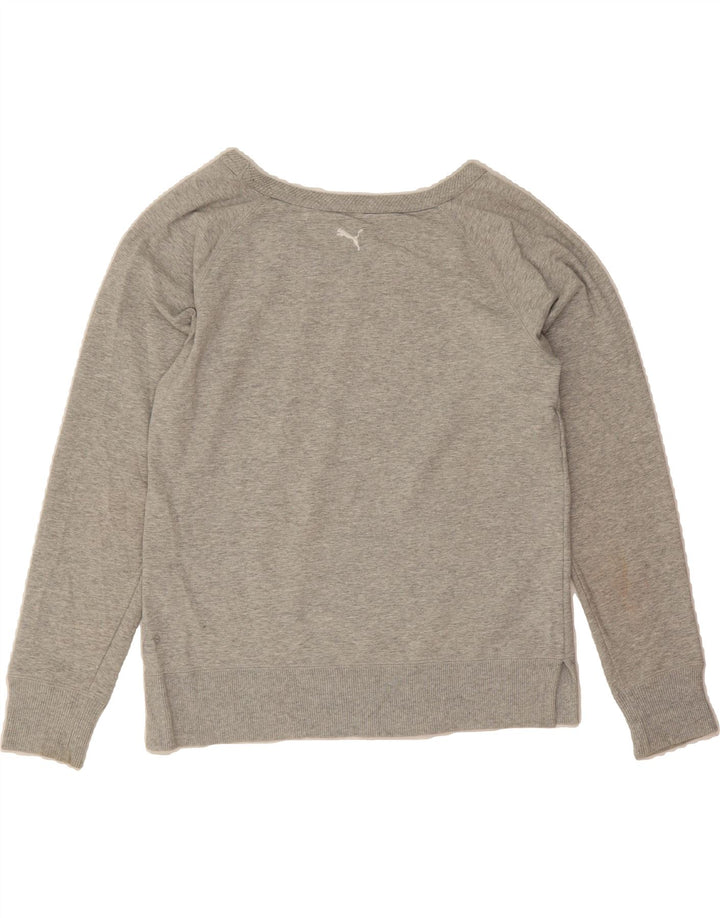 PUMA Womens Graphic Sweatshirt Jumper UK 12 Medium Grey Cotton Vintage Puma and Second-Hand Puma from Messina Hembry 