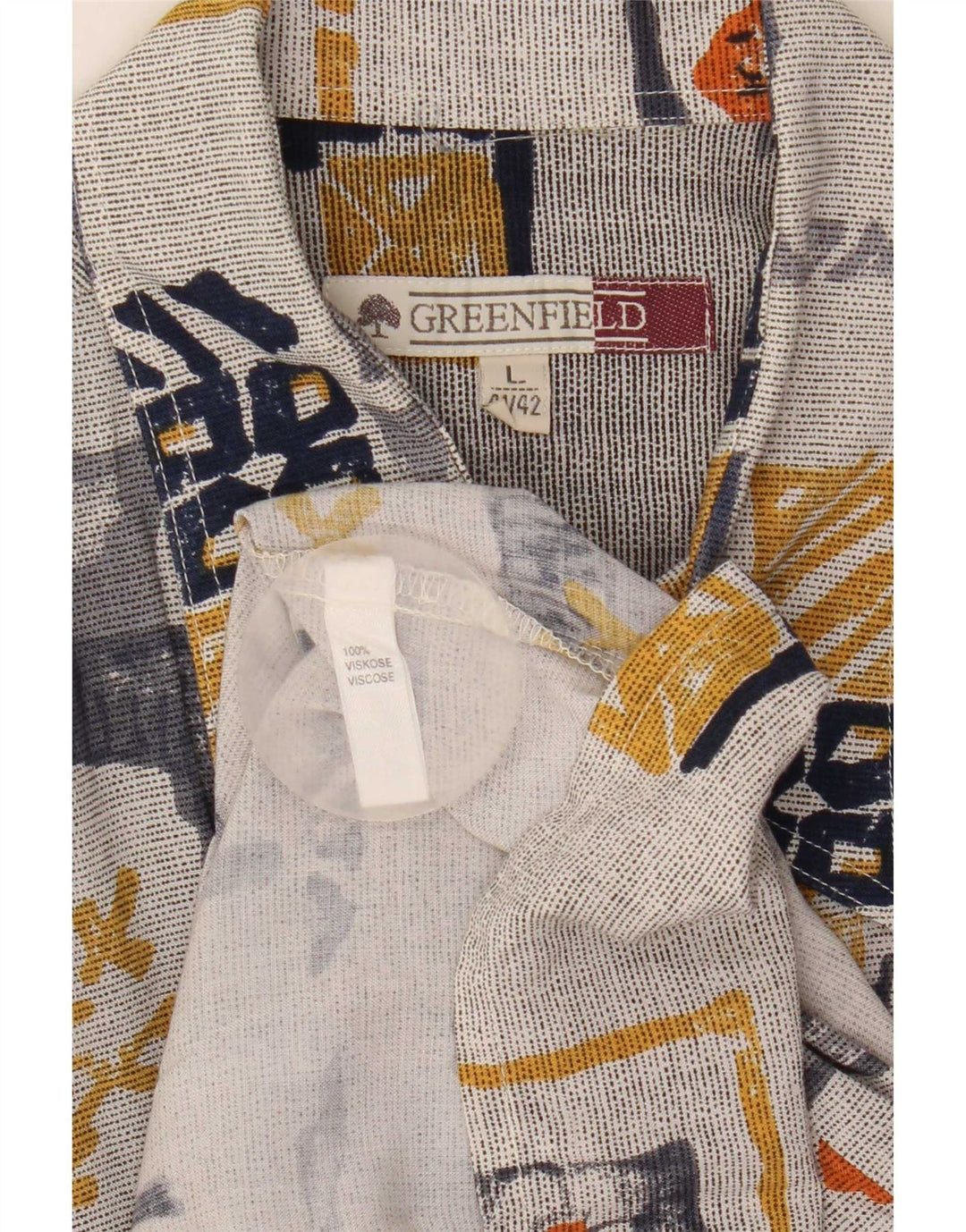 Greenfield Herren-Kurzarmhemd, Größe 41/42, groß, mehrfarbig, Patchwork