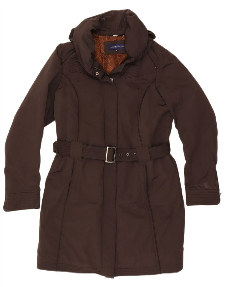 TRUSSARDI JEANS Womens Padded Coat IT 48 XL Brown Polyester