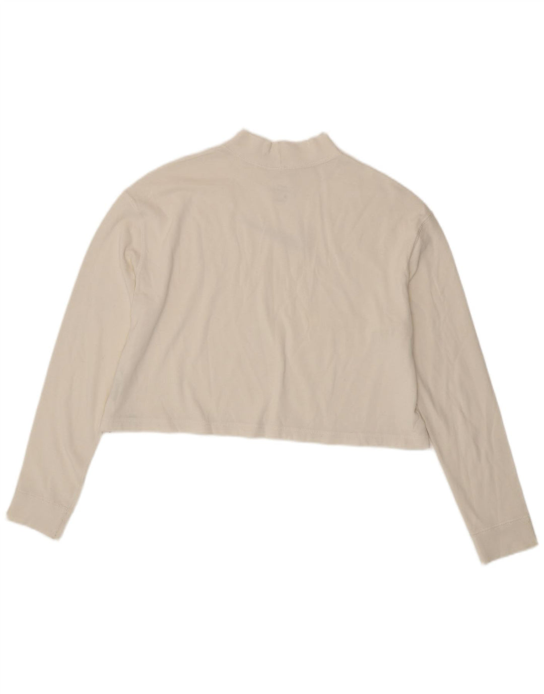 NIKE Womens Crop Top Long Sleeve UK 16 Large White Cotton
