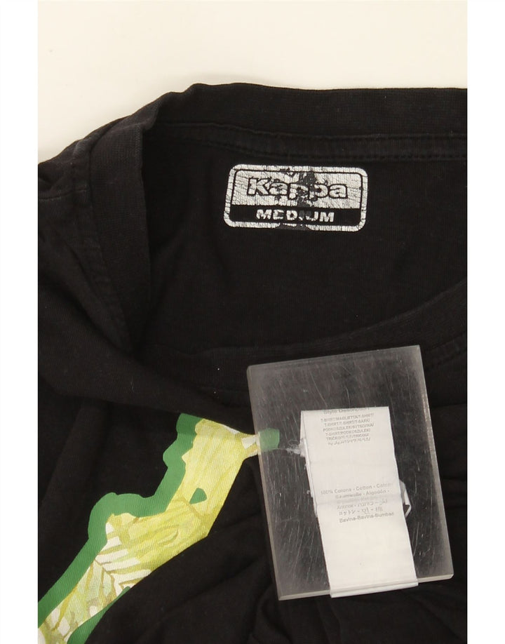 Kappa Womens Graphic T-Shirt Top UK 14 Mittelschwarze Baumwolle