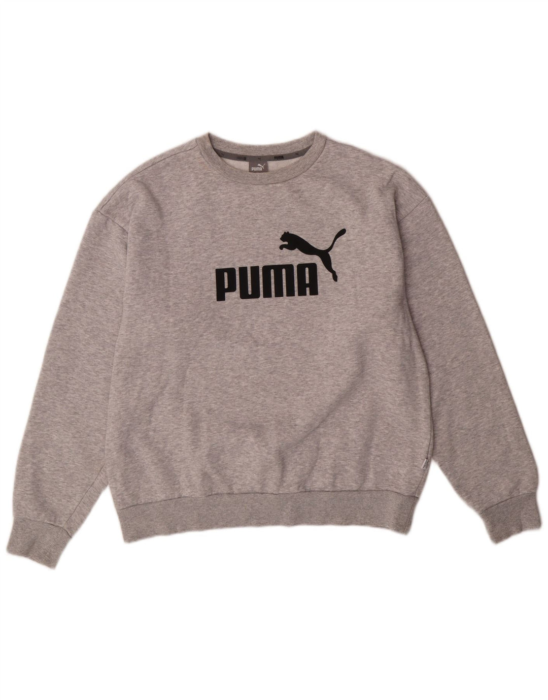 PUMA Damen Graphic Sweatshirt Pullover UK 14 Mittelgraue Baumwolle