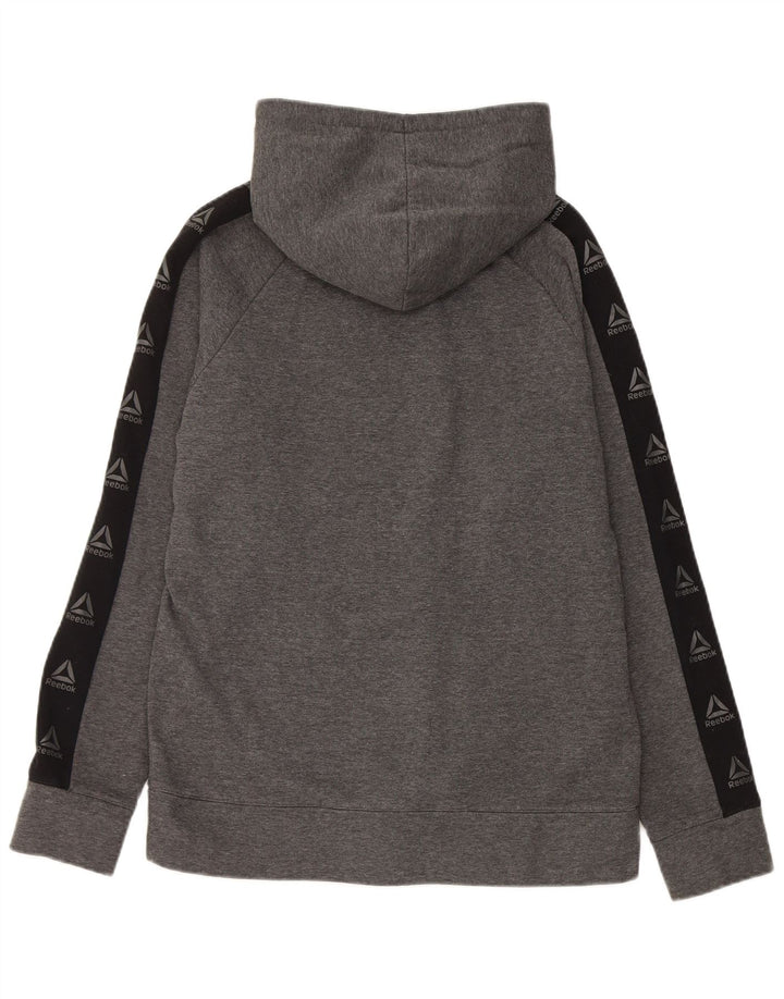 Reebok Womens Graphic Hoodie Pullover UK 12 Mittelgrau Farbblock