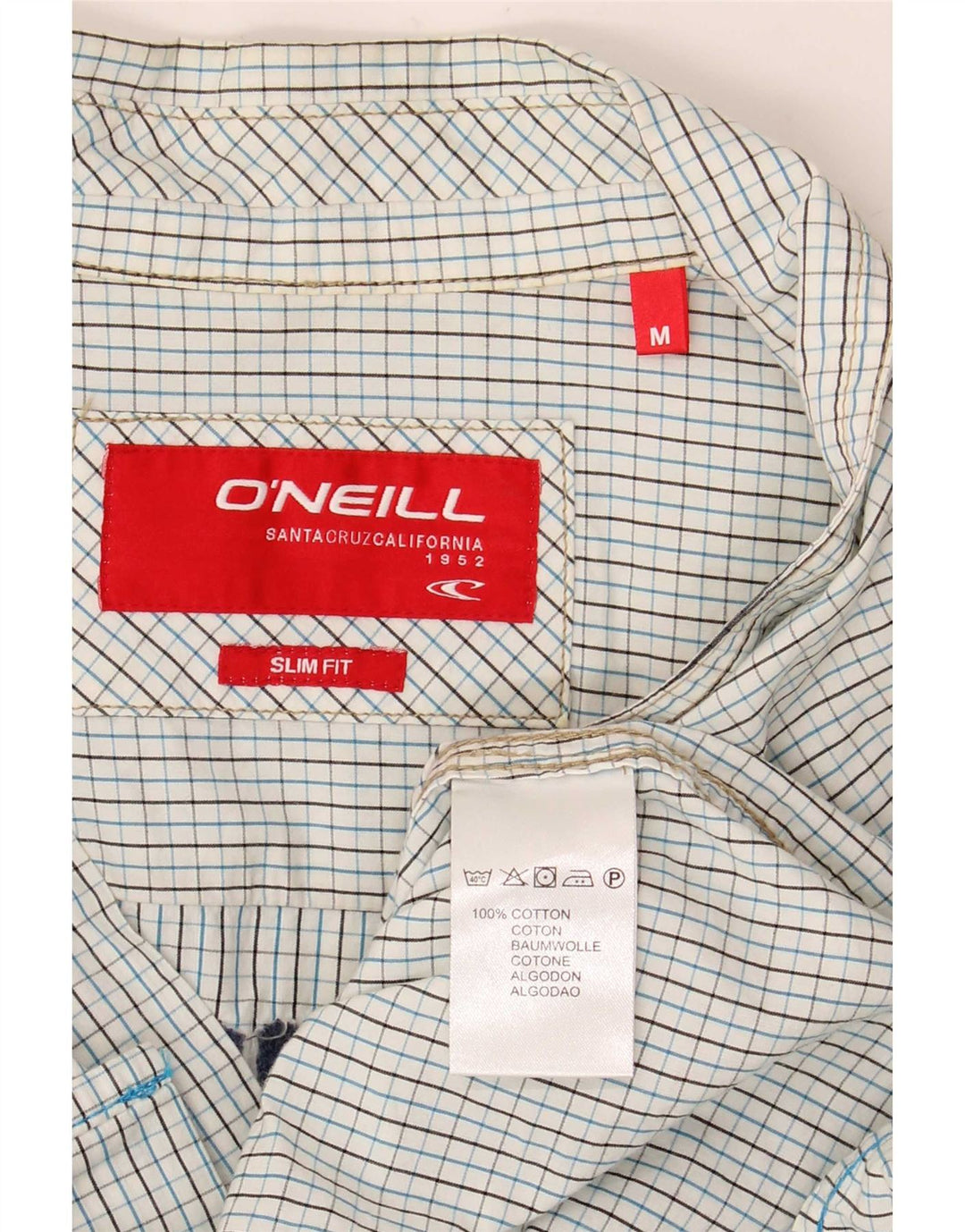 O'Neill Herren-Grafik-Slim-Fit-Hemd aus mittelblau karierter Baumwolle