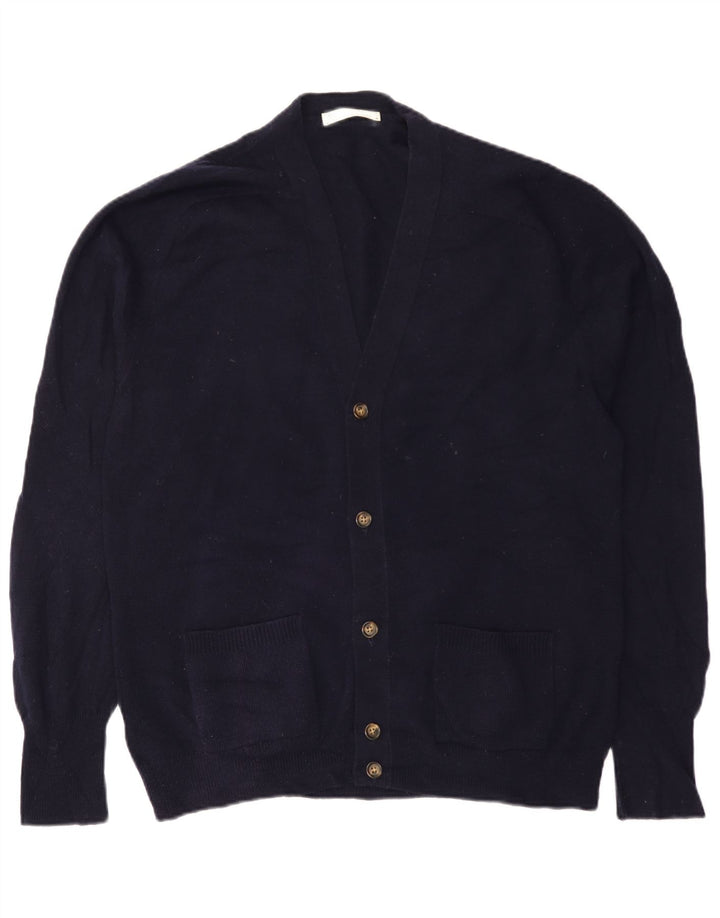 Marks & Spencer Herren-Strickjacke IT 52/54 Große marineblaue Lammwolle