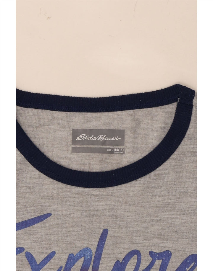 EDDIE BAUER Boys Graphic T-Shirt Top 14-15 Years Large Grey Polyester Vintage Eddie Bauer and Second-Hand Eddie Bauer from Messina Hembry 