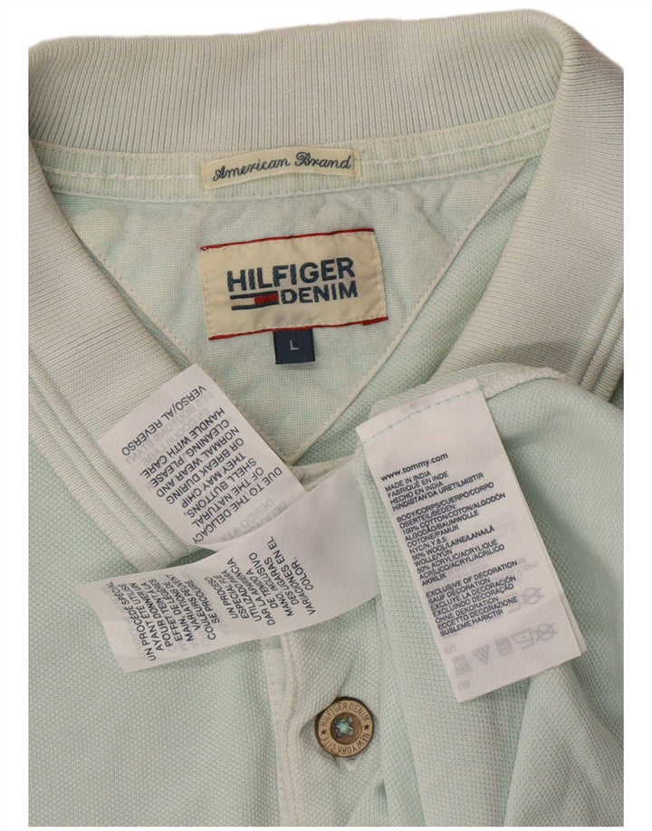 TOMMY HILFIGER Herren-Poloshirt mit Grafik, groß, blaue Baumwolle