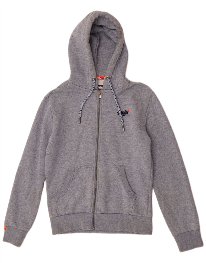 Superdry Herren-Kapuzenpullover mit Reißverschluss, Größe S, graue Baumwolle
