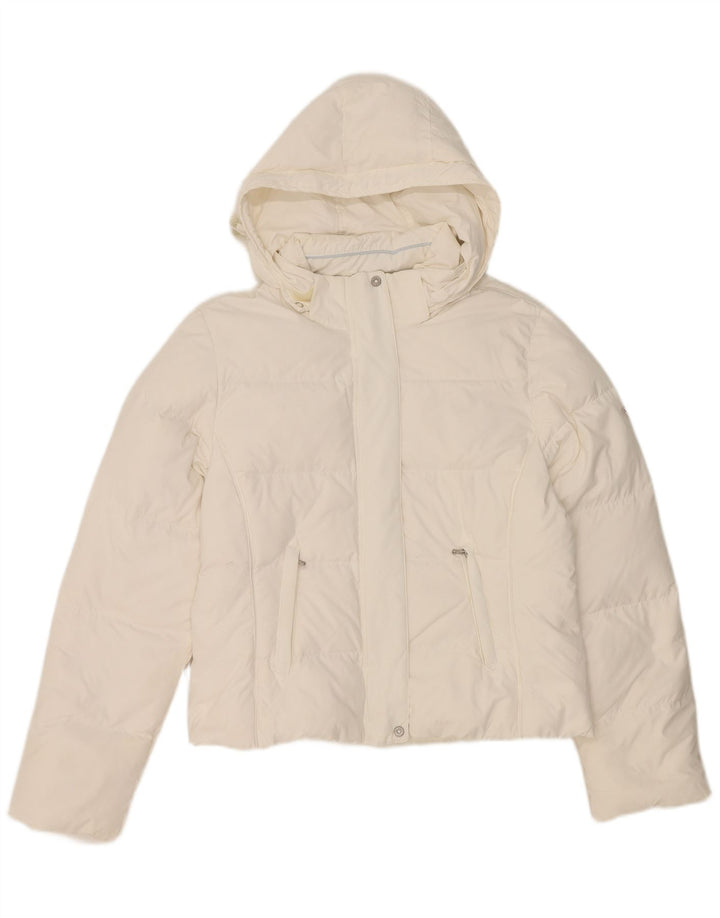 Champion Damen-Kapuzenjacke, wattiert, UK 14, Mittelweiß, Polyester