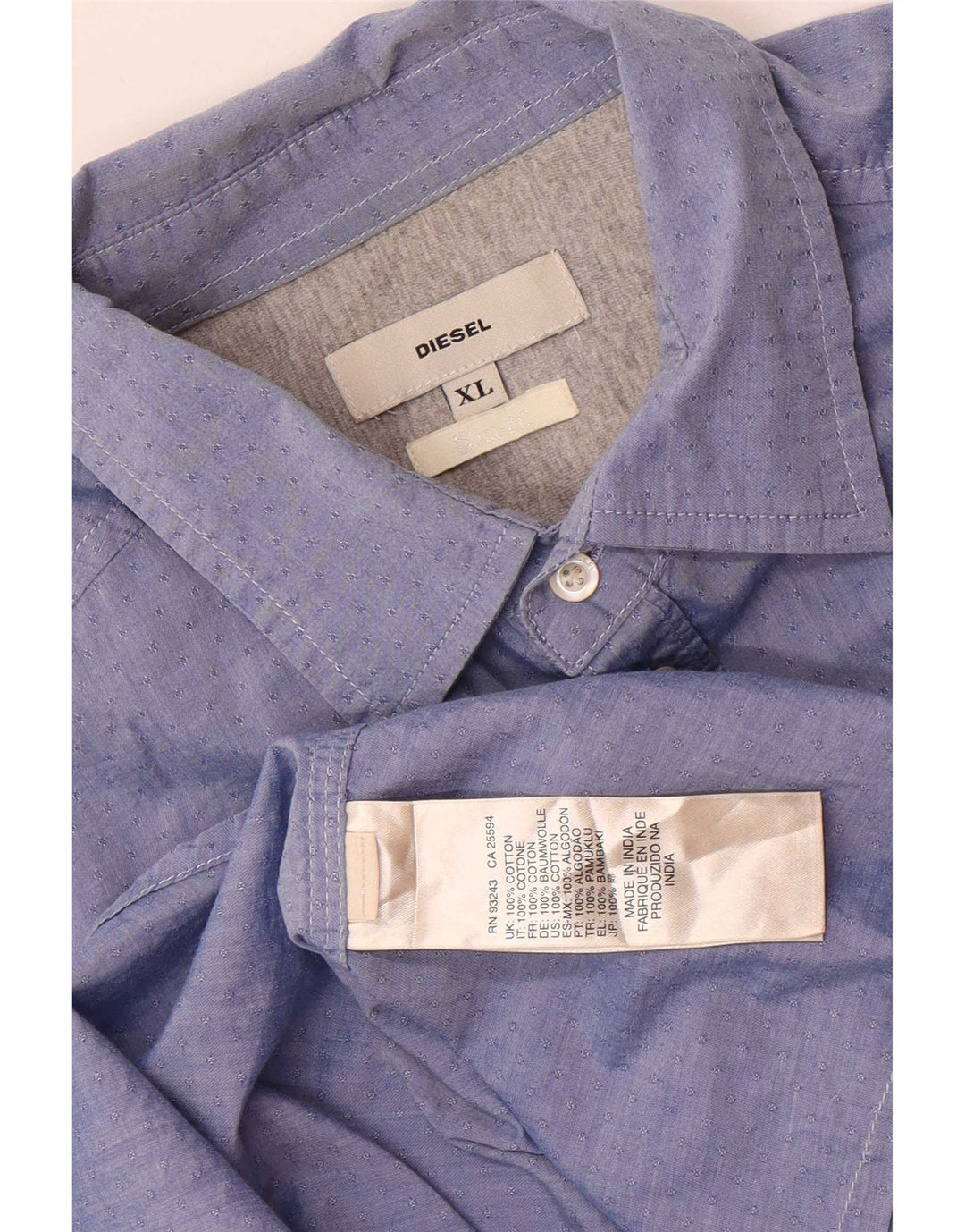 Diesel Herrenhemd XL, blaue Baumwolle