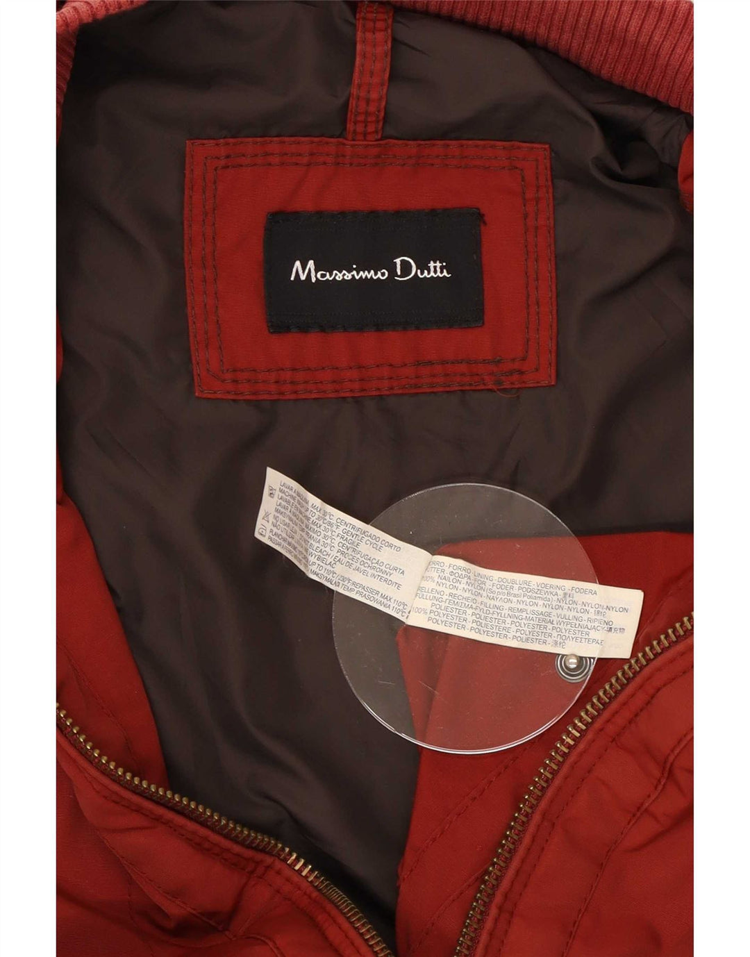 Massimo Dutti Herren Bomberjacke UK 40 Großes rotes Nylon