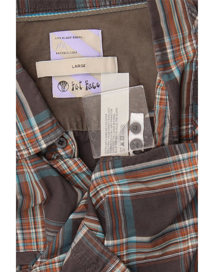FAT FACE Mens Shirt Large Grey Check Cotton