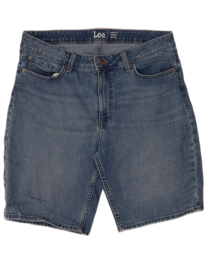 LEE Damen-Bermuda-Jeansshorts mit normaler Passform und mittelhohem Bund, W34, Größe L, Blau