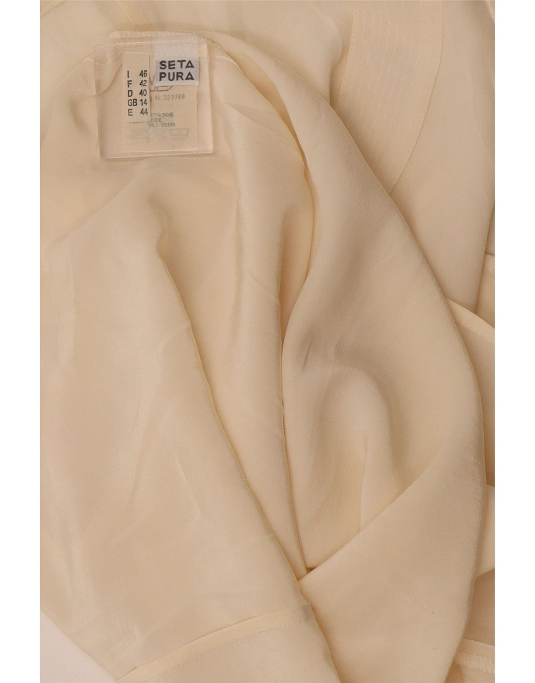 Vintage Damen Crop Ärmelloses Blusentop UK 14 Große cremefarbene Seide